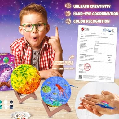 Goody King Paint Your Own Moon Lamp Kit, DIY 3D Space Moon Night Light, Crafts for Teens Girls Boys, Arts & Crafts for Kids Ages 8-12, Art Supplies Christmas Craft Birthday Gift for Kids Ages 3+ - Image 4