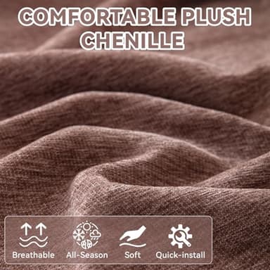 VClife Couch Cover Modern Brown Couch Covers for 2 Cushion Couch Sofa - Washable Chenille Sofa Cover with Lace for Living Room Office RV Bedroom (71"X118") Gift for Christmas Thanksgiving Birthday - Image 5