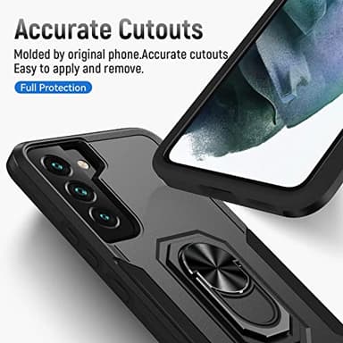 Compatible with Samsung Galaxy S22 Case with Screen Protector[Not for S22+],Heavy Duty Shockproof Full Body Phone Cover,Built in Finger Ring Stable Kickstand,2022 Black Matte - Image 6