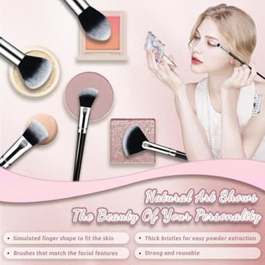 Makeup Brush Set, Premium Synthetic 14 Pcs Makeup Brushes, Travel Makeup Brush Set for Foundation, Concealer, Blush and Eyeshadow Brush(Black) - Image 3