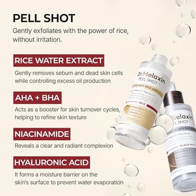 Peel Shot Glow Rice Ampoule Duo White rice ampoule+Black rice ampoule Soft Exfoliating Face and Body Scrub Dead Skin Cells, Blackheads Remover for All Skin Types - Image 5