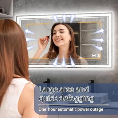 48“ x 28” LED Bathroom Mirror with Lights Anti-Fog Dimmable 3 Colors LED Mirror for Bathroom Memory Function Smart Mirror Wall Mounted Horizontal/Vertical - Image 3