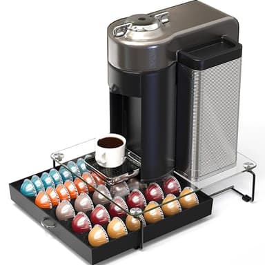 DecoBrothers Crystal Tempered Glass Vertuo Pod Holder Drawer, 30 Large or 60 Small Nespresso Capsule Organizer, Black - Image 4