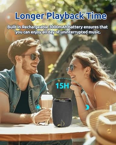 Bluetooth Speaker, Portable Wireless, Powerful Stereo Sound, IPX5 Waterproof, 15H Playtime, BT5.3, TWS Surround Pairing, Electronics Gadgets for Outdoor/Home/Party/Travel/Beach/Shower, Birthday Gifts - Image 4