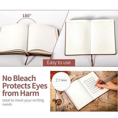 2 Pack Leather Vintage Journal for Men Soft Cover Lined Pages Notebook 180 Lay Flat for Writing Travel Diary, 5.7'' x 8.3'', Black, Brown - Image 5