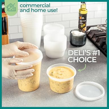 JoyServe Deli Food Storage Containers with Lids - (48 Sets) 24-32 Oz Quart Size & 24-16 Oz Pint Size Plastic Airtight Takeout Meal Prep Storage, BPA-Free, Dishwasher, Microwave Safe - Image 5