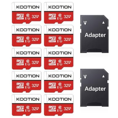 KOOTION 32GB Micro SD Cards 10-Pack, UHS-1 TF Flash Memory Card, U1, Class 10 microSDHC Card with Adapter - Image 1