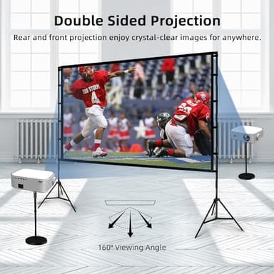 Projector Screen and Stand, Wootfairy 120 inch Foldable and Portable Projection Screen 16:9 4K HD Rear Front Wrinkle-Free Movie Screen with Carry Bag for Indoor Outdoor Home Theater Backyard Cinema - Image 5