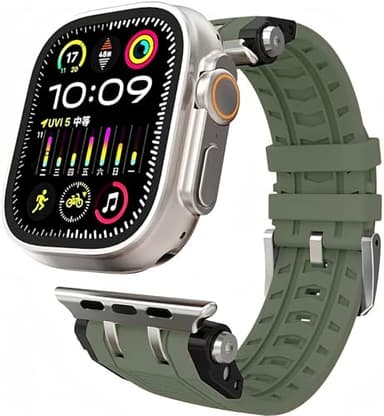 Waterproof for Apple Ultra 2 Watch Band Men Women 49mm, Hypoallergenic for Apple Watch Sport Bands Series 10 9 8 7 SE 46mm 45mm 44mm, Designer Wristband, Workout Running Swimming (Gray) - Image 1