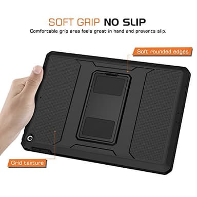 MoKo Case Fit 2018/2017 iPad 9.7 6th/5th Generation - [Heavy Duty] Shockproof Full Body Rugged Hybrid Cover with Built-in Screen Protector Compatible with Apple iPad 9.7 Inch 2018/2017, Black - Image 8
