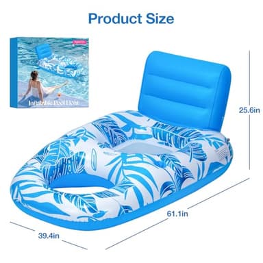 [2025 New Upgraded] Inflatable Pool Float Adult, Pool Lounger Float Raft Floating Chair Water Floaties with Headrest & Cup Holder, Adult Heavy Duty Pool Floaties for Swimming Pool, Lake, Beach Party - Image 6