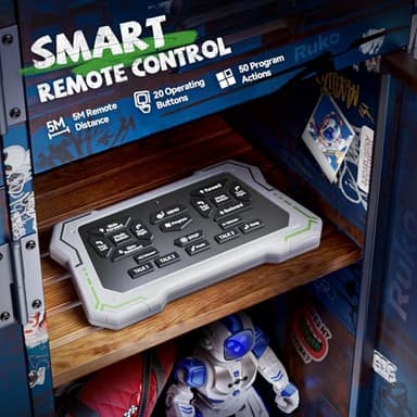 Ruko 6088 Programmable Robot with APP Control, Remote Control, Gesture Sensing Control, Rechargeable Robots Toys for Boys and Girls, Interactive Emoji LED Eyes, QA Games for 3 4 5 6 Years Kids, Blue - Image 9