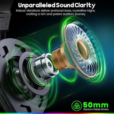 WESEARY Wireless Gaming Headsets for PC, PS5, PS4, Switch, Mac, 2.4GHz Wireless Gaming Headphone with ENC Noise Canceling Microphone, Bluetooth 5.4, Cool Lighting, 50H Battery, 50mm Drivers - Image 6