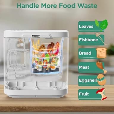 4L Electric Composter for Kitchen, Smart Compost Bin Outdoor/Indoor, Odorless/Auto-Cleaning/ 3 Modes/Intelligent LED Display, Turn Food Waste to Fertilizer for Garden, Food Waste Compost Machine - Image 4