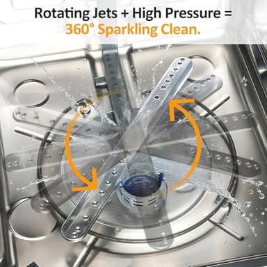 SUNVIVIPRO 24" Built-in Dishwasher, Stainless Steel Dishwasher Machine with Adjustable Racks, 14–16 Place Settings Large Capacity Dish Washer, 8 Wash Programs, Energy Star Certified, Black - Image 3