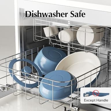 Redchef Ceramic Cookware Set, Removable Handle Pots and Pans Non-Stick, Rv Cookware Set, Non-Toxic Pots and Pans Set No PFAS, PTFE, PFOA, Detachable Pots and Pans, Dishwasher & Oven Safe(Blue) - Image 6