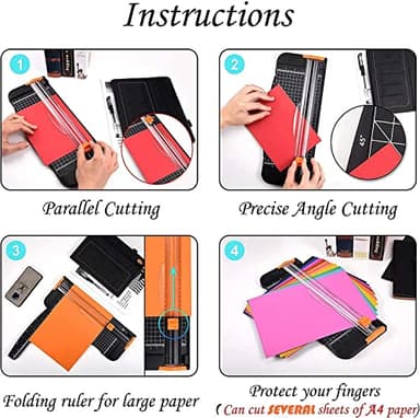 Evteck Paper Cutter 12 Inch Paper Trimmer Slider Crafting Scrapbooking Supplies for A4 Vinyl Photo Cardstock with Security Blade and Foldable Ruler - Image 5