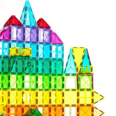 NEOFORMERS Magnetic Tiles, 96PCS Magnetic Block Toddler Toys with 2 Cars, 3D Clear Magnet Building Tiles Set, STEM Educational Toys for Kids 3-9 Years - Image 2