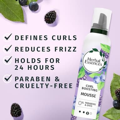 Herbal Essences Curl Boosting Mousse, Frizz Control for Curly & Wavy Hair, Long-Lasting Hold with Berry Scent, Paraben & Dye-Free, Cruelty-Free, 6.8 Fl Oz Each, 3 Pack - Image 2