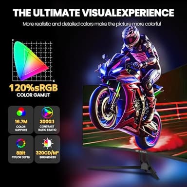 CRUA 32" Curved Gaming Monitor, 4k UHD(3840 * 2160P) VA Screen, 1500R, 144Hz/160Hz Computer Moniter, Supports AMD Freesync, 120% sRGB, Built-in Speakers, Wall Mountable Installs(HDMI 2.1/DP 1.4)-Black - Image 4