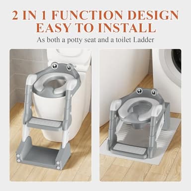TuckInn Potty Training Seat, Toddler Toilet Seat for Little Boys Girls, Potty Training Toilet with Urinals, Toddler Step Stool Ladder and Splash Guard (Gray) - Image 6