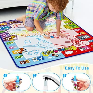 Jasonwell Aqua Water Doodle Mat 31x31 Inches Large Magic Drawing Doodling Mat Coloring Mat Educational Toys Christmas Birthday Gifts for Kids Toddler Boys Girls Age 2 3 4 5 6 7 8 Year Old (Alphabet) - Image 4