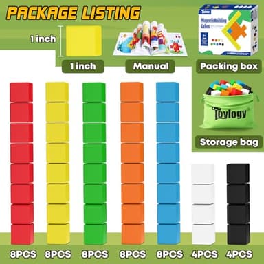 48PCS Magnetic Blocks for Toddlers Toys, Large Magnetic Cube Toy for Sensory STEM Education Preschool Magnet Toys for 3 4 5 6 Year Old Boys and Girls, Compatile with Mine Magnet World - Image 9