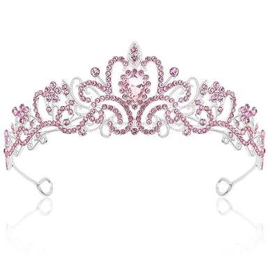 CIEHER Pink Tiara Princess Crown Queen Crown Crystal Crowns for Women Crown for Birthday Prom Party Halloween Costume Cosplay, Princess Party Decorations - Image 1