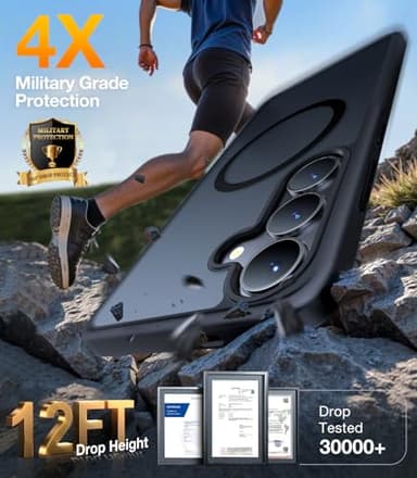 TORRAS Magnetic Shockproof Case for Samsung Galaxy S25 Plus, [12FT Military Grade Protection] [Fit for MagSafe], Translucent Slim Case for Samsung S25+Plus Case Anti-Fingerprint Anti-Scratch, Black - Image 4