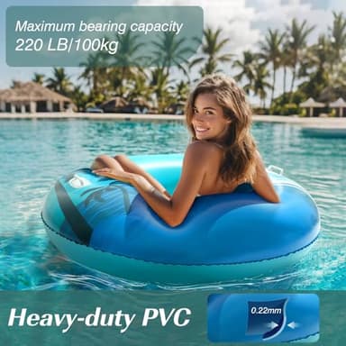 HeySplash Pool Tubes for Adult, 42 Inch Large Pool Floats with Handles, Inflatable Swim Rings Lounge, Hawaii Fun Swim Floaties Swimming Pool Beach Lake River Party Decoration Toys, Blue Green Beach - Image 6