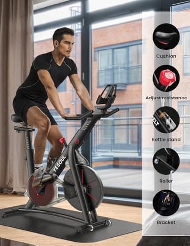 Yesoul S3 Black Exercise Bike For Home Smart White Cycling Bike Magnetic Resistance For Gym Electric Stationary Bike Bluetooth Heart Rate For Women Apartment Workout Bike For Fitness - Image 6