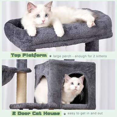 Gitelsnour Cat Tree, Cat Tower for Indoor Cats, 43.3 inch Cat Tree Tower with Sturdy Steel Tube, Hammock, Cat Condo for Small Cats and Kittens, Scratching Post, Smoky Gray GCT004SG - Image 5