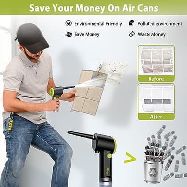 Compressed Air Duster, Electric Air Duster, Handheld Cordless Air Duster, Stepless Speed Motor, 6000mAh Rechargeable Air Blower, Type-C Fast Charge, for Computer, Keyboard, Pet House… - Image 3