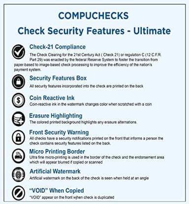 Compuchecks Check on Top Blank Check Paper - 1000 Pack, Quick-Books & Laser Printer Compatible - Security Business Checks with Voucher - 8.5" x 11" Platinum Pinstripe - Image 5