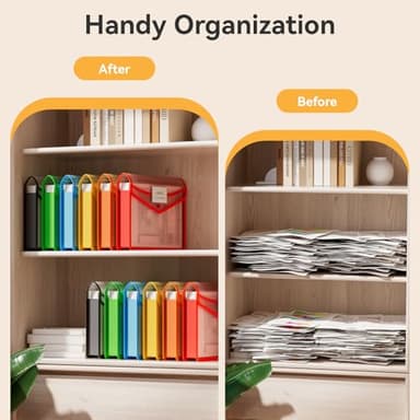 ABC life 6 Pack Plastic Expanding File Folder, Folders for Documents with Snap Closure, Colorful File Folder Organizer Holder, Transparent Accordion File Pouch,Large Capacity, Fit Letter/A4 Size - Image 6