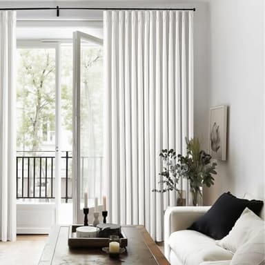 TWODRAPES 90 Inch Linen Blackout Curtains Pinch Pleated for Living Room Thermal Noise Reduction Two Layer 100% Black Out Curtains with Liner Back Tab Pinch Pleat Rings Hooks Window Drapes Track Ivory - Image 9