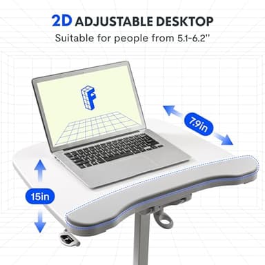 FLEXISPOT Exercise Bike with 2D Desktop, Space Saving Under Desk Bike with Removable Desktop, Upright Indoor Cycling Bikes with 300LBS Weight Capacity Big Seat, Stationary Bikes for Home, White - Image 3