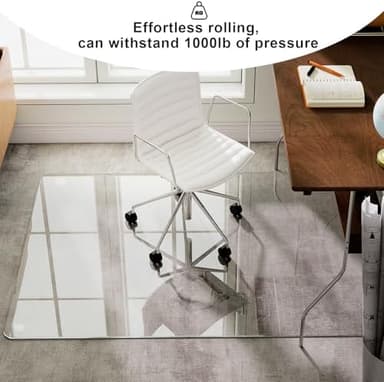 GLSLAND 47"x40" Tempered Glass Chair Mat Heavy-Duty Floor Protector for Carpet & Hard Floors Scratch-Resistant Office Computer Desk Mats Clear - Image 5