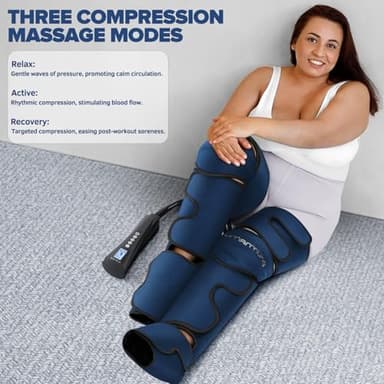 Air Compression Leg Massager with Heat - Ideal Christmas, Mother's Day and Father's Day Gifts for Men, Women, Dad, Mom - Relieves Foot and Knee Pain, Eases Varicose Veins, Cramps, Swelling and Edema - Image 6