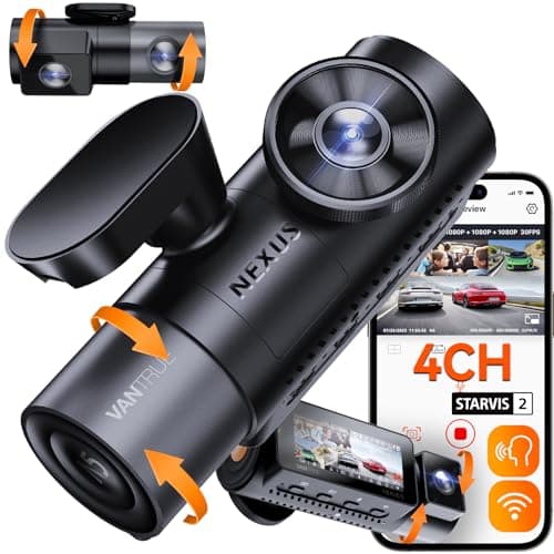 Vantrue N5 4 Channel WiFi 360° All Sides Dash Cam, STARVIS 2, IR Night Vision, 2.7K+1080P*3 Front Rear Inside Dashcam, Voice Control, GPS, 24 Hours Buffered Parking Mode Dash Camera, Support 512GB Max - Image 1