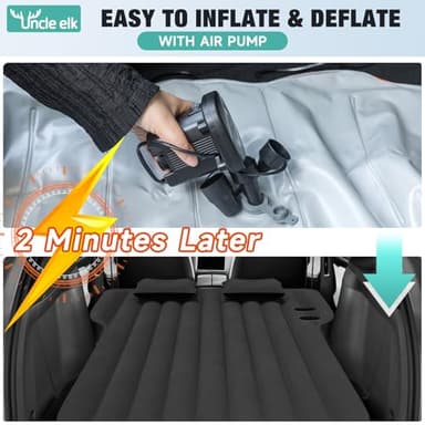 Uncle elk Tesla Model Y Mattress, Inflatable SUV Mattress for Portable Camping Mattress, Foldable Air Mattress with Air Pump and Storage Bag for Tesla Model Y and SUV Travel, Black - Image 5