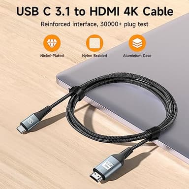 USB C to HDMI Cable 3.3ft, [4K, High-Speed], USB Type C to HDMI Cord [Thunderbolt 3/4 Compatible] for iPhone 17 16 15 Pro Max Plus Air, MacBook iPad Pro/Air,Samsung S25 S24 S23 S22 S21 Surface Switch - Image 8