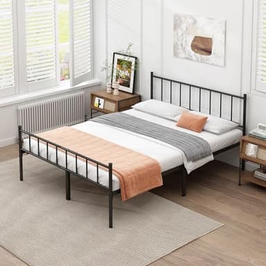 DIIYIV Queen Bed Frame-Classic Metal Platform Bed Frame,Mattress Foundation with Steel Slat Support,Under Foundation Storage,No Box Spring Needed, Easy Assembly, Queen Size - Image 4