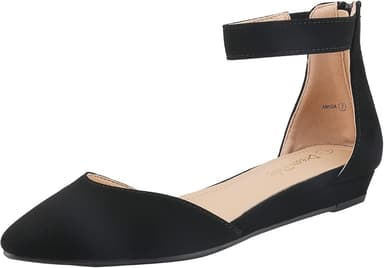 DREAM PAIRS Women's Low Wedge Round Toe Ankle Strap Dress Comfortable Casual Flats Shoes - Image 1