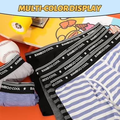 BAMBOO COOL Boys' Underwear Moisture-Wicking Brethable Boxer Briefs Soft Lightweight Tag-Free with Fly Pouch 6-Pack - Image 5
