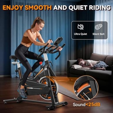 Exercise Bike, WENOKER Stationary Bike for Home, Indoor Bike with Silent Belt Drive, Heavy Flywheel, Multi-grips Handlebar and Upgraded Digital Display - Image 3