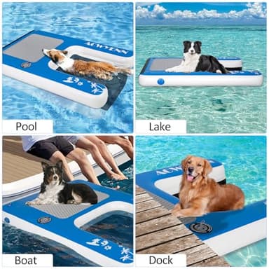 ACWYENN Large Inflatable Dog Boat Pool Ramp for Large Dog Ramp for Pool Boat Dock with Non-Slip Pad (58" x 38" Blue) - Image 3