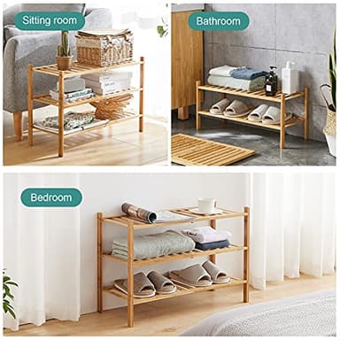 viewcare 5-Tier Bamboo Shoe Rack for Entryway, Stackable | Foldable | Natural, Shoe Organizer for Hallway Closet, Standing Shoe Racks for Indoor Outdoor - Image 7