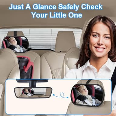 BOEYOS Baby Car Mirror, Safety Car Seat Mirror for Rear Facing Infant, Clear Wide View, 360°Rotation, Easily Observe the Baby Move, Secure, Shatterproof, Crash Tested and Certified (2-Pack) - Image 3