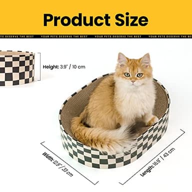 Conlun Cat Scratcher Cardboard,2 in 1 Oval Cat Scratch Pad Bowl for Indoor Kitty Grinding Claw,Round Kittens Scratching Board Corrugated Lounge Pet Beds&Furniture Protector for Couch&Carpets&Sofas - Image 8